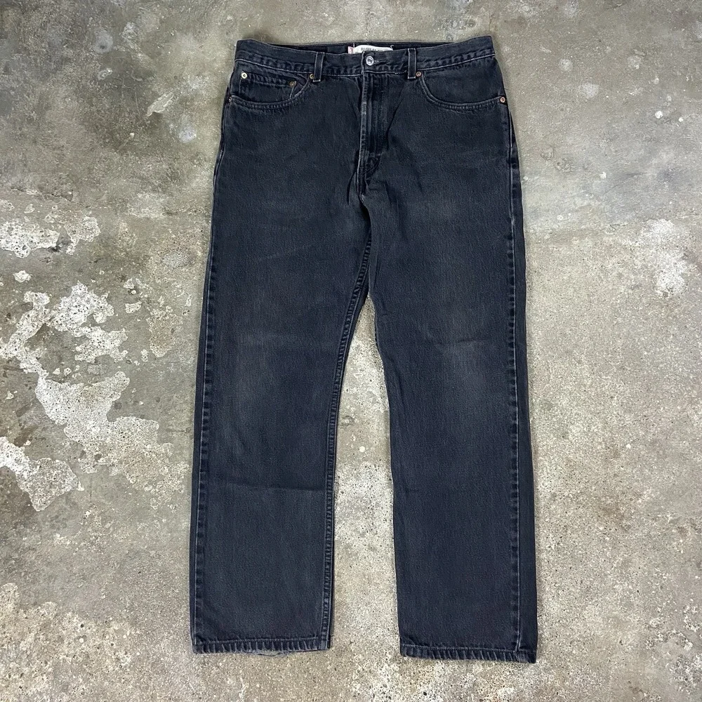 Vintage Levi's 505 Jeans Size 36x32 Black‎ Denim Classic Straight Leg Fit